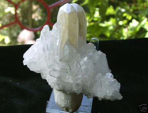 Barytkristall 10cm mit Nadelquzarz 1b aus Tibet