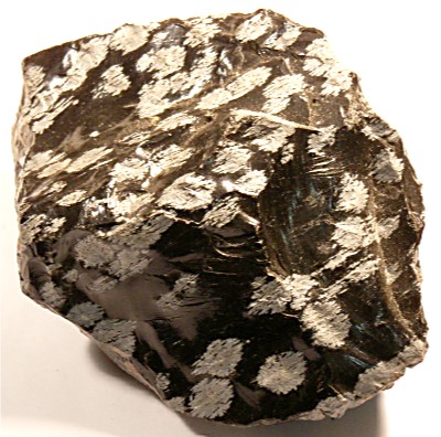 Schneeflocken-Obsidian schwarz Rohstein
