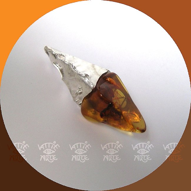 Brosche mit Bernstein - kattie-arte-silberdesign