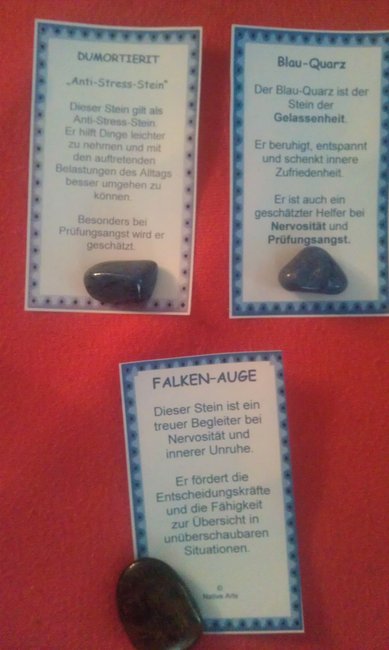 Dumortierit, Blau-Quarz und Falken-Auge