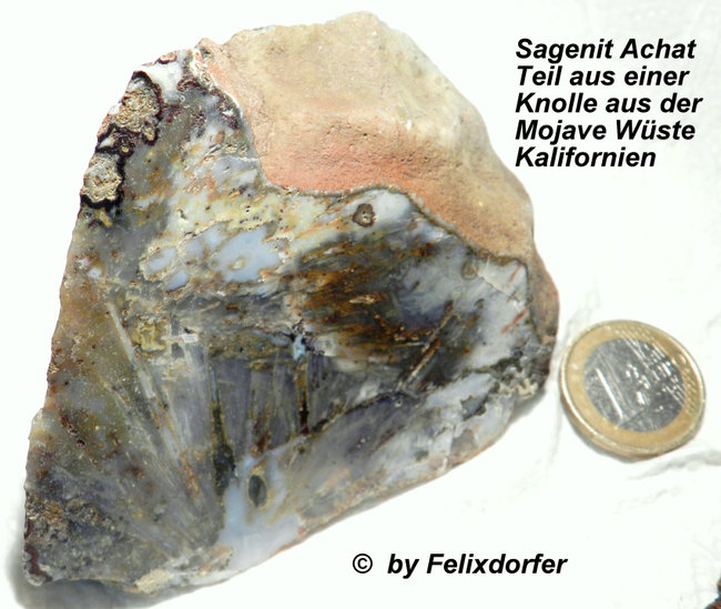 Sagenit Achat von Cady Mountains  aus der Mojawe  Wüste  Kalifornien  USA