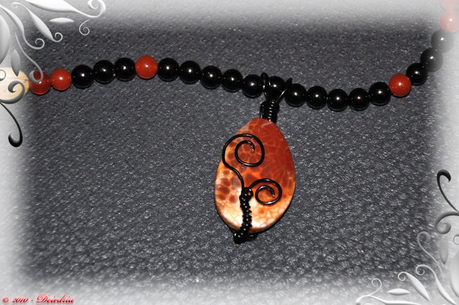 Feuerachat Anhänger (wire wrapped)