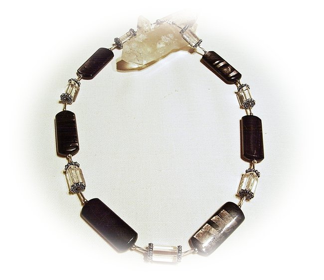 Kette Hypersthen mit Bergkristall