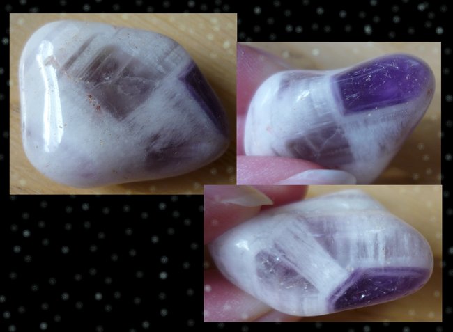 Amethyst. Das Kristallquadrat in der mitte ist farblos. Könnte da noch ein Bergkristall mit eingewachsen sein?