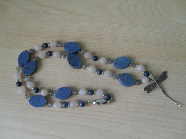 Labradorit, rosenquarz matt, Lapislazuli