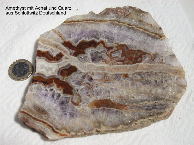 Amethyst mit Achat und Quarz aus Schlottwitz D