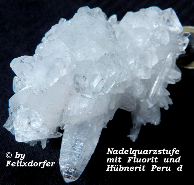 Nadelquarz Stufe mit Fluorit und Hübnerit Peru d.