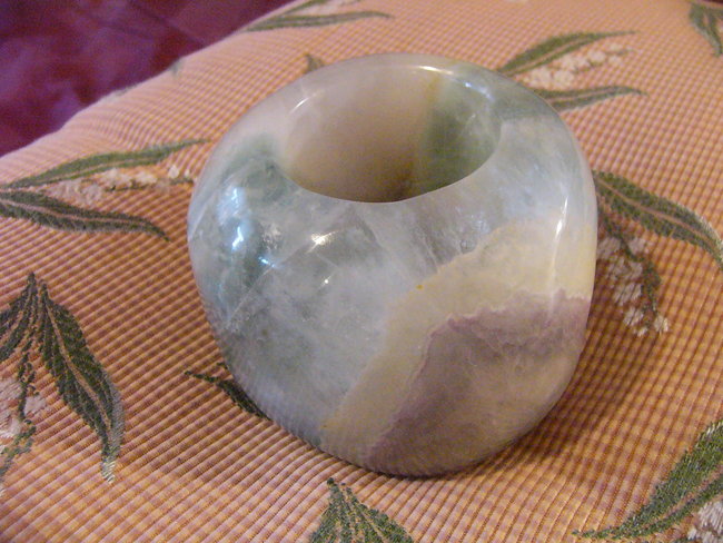 Fluorit als Teelicht D:9cm H:6cm