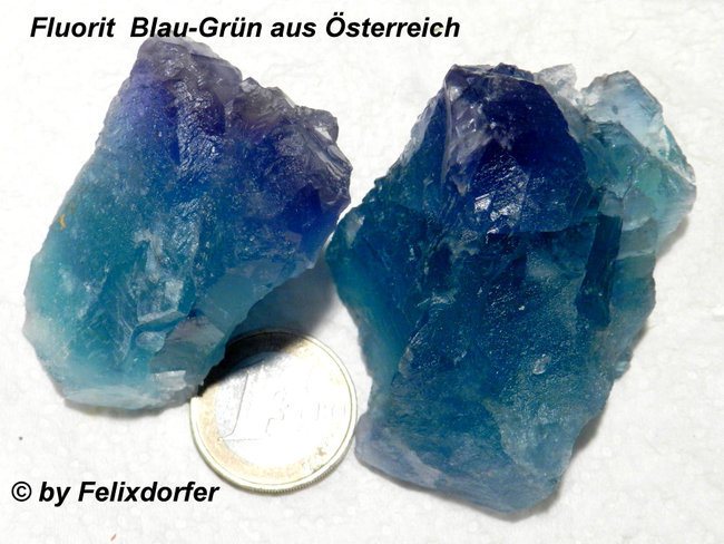 Fluorit Blau-Grün Rohstücke aus Österreich