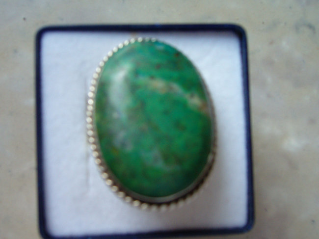 Malachit in Silber, Ring, L 3,5cm