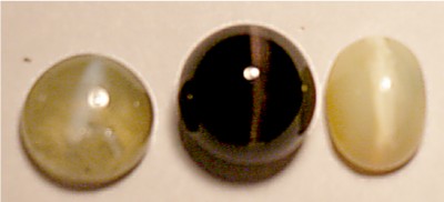 Chrysoberyll - Katzenauge  3x Chabochon in verschiedenen Farben