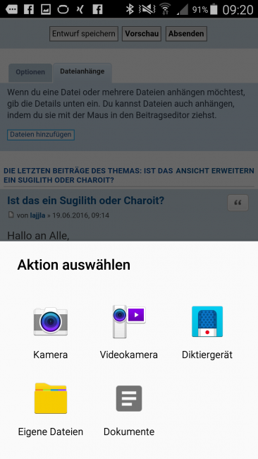 Schritt 3: Handyansicht  Bilderspeicherort auswählen