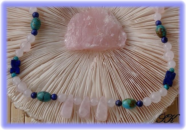 Lapislazuli mit Rosenquarz und Türkis