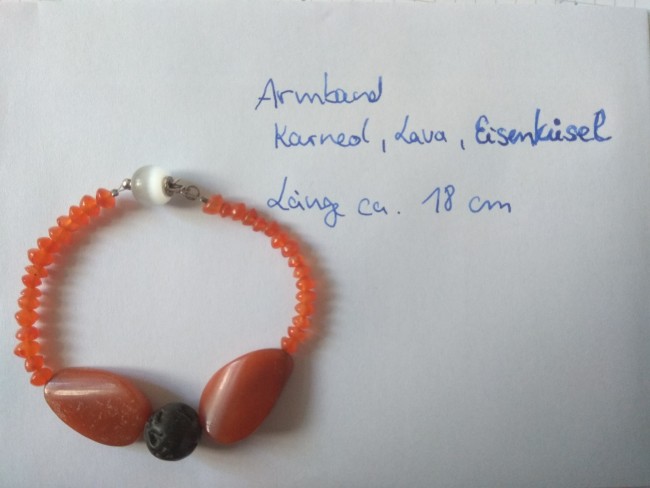 Nr. 112	Armband Lava Karneol Eisenkiesel