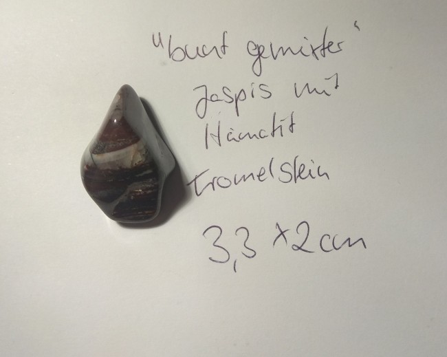bunt gemischter Jaspis mit Hämatit als Trommler - Nr. 143 (3 Euro)
