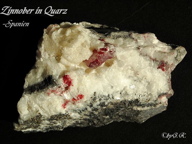 Zinnober in Quarz